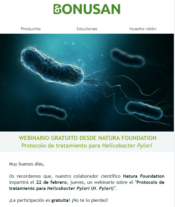 Webinario gratuito tratamiento Helicobacter Pylori Inscríbete