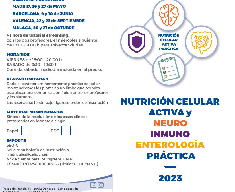 CURSO PRESENCIAL NEURO INMUNO ENTEROLOGÍA BARCELONA JUNIO 2023