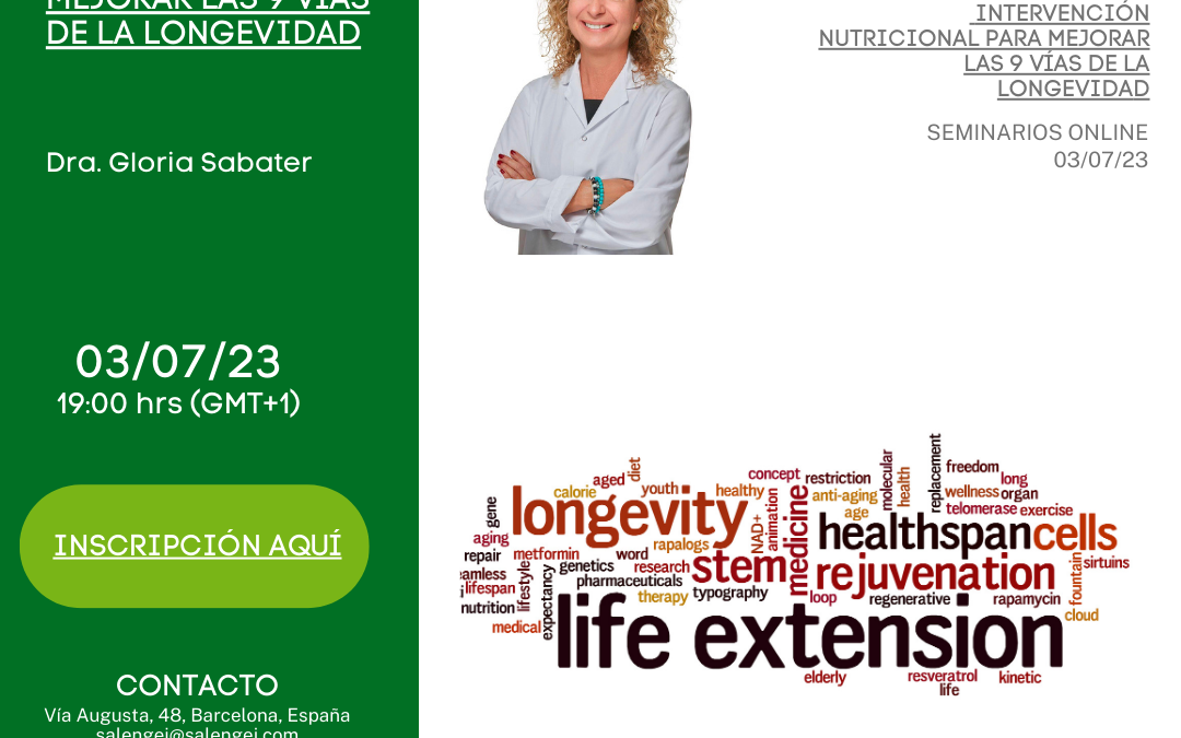 Intervención nutricional para mejorar las 9 vías de la longevidad