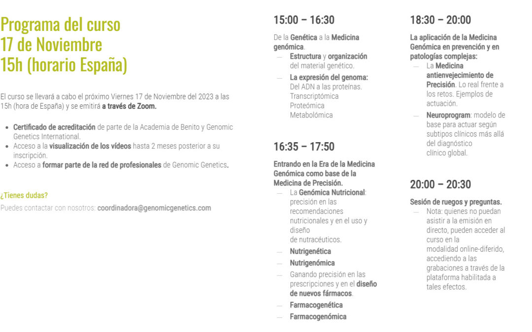 CURSO DE MEDICINA GENÓMICA EN LA MEDICINA DE PRECISIÓN