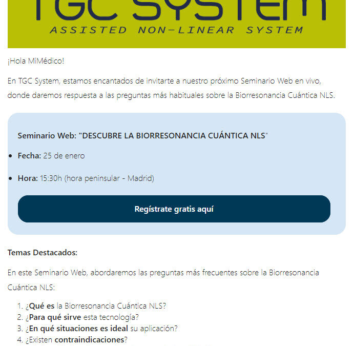 Descubre la Biorresonancia Cuántica NLS con TGC System