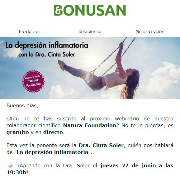 Próximo webinario con la Dra. Soler: depresión inflamatoria🔍