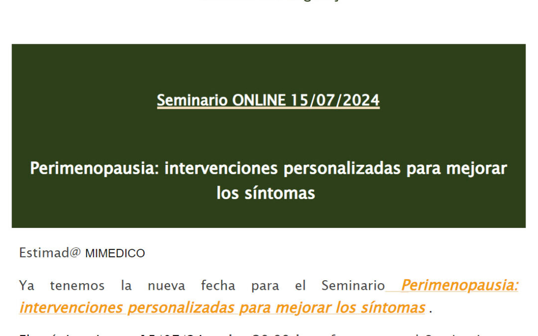 NUEVA FECHA Perimenopausia: Intervenciones personalizadas para mejorar los síntomas