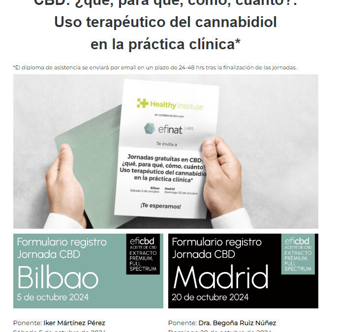 Healthy Institute te invita a las Jornadas gratuitas presenciales en CBD de Efinat Labs