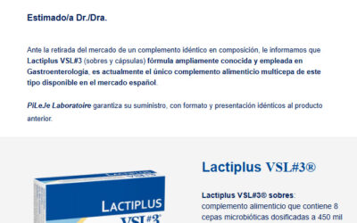 AVISO: Existencia de probióticos Lactiplus VSL#3 asegurada para reemplazar un producto que ya no estará en el mercado