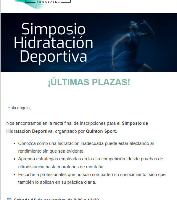 Últimas plazas disponibles para el Simposio de Hidratación Deportiva
