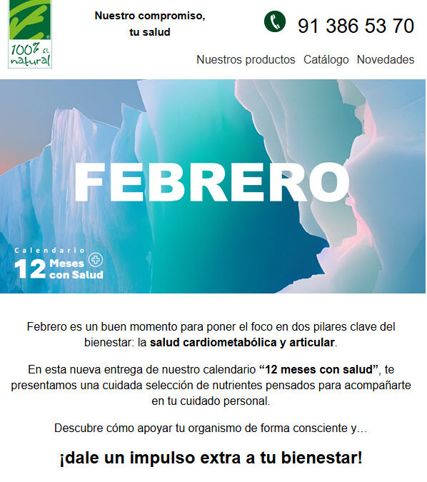 Imprescindibles Febrero / Calendario 12 meses con salud