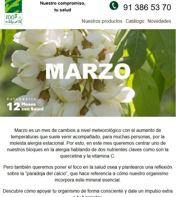 Imprescindibles Marzo/ Calendario 12 meses con salud