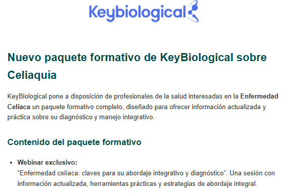 Nuevo paquete formativo de KeyBiological sobre Celiaquía
