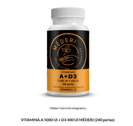 LANZAMIENTO – VITAMINA A 5000 UI + D3 400 UI MÉDERI (240 perlas)